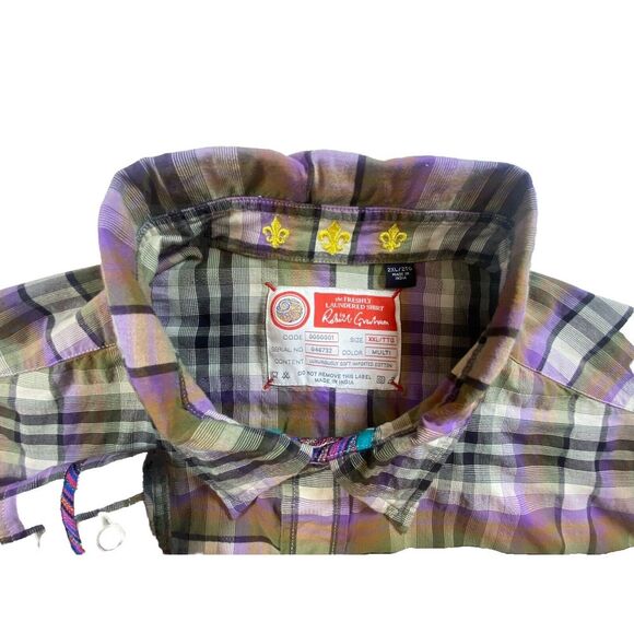 Robert Graham Men's Shirt "The Freshly Laundered" Purple Plaid 2XL Embroidered - Picture 2 of 15